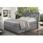 Ensemble boxspring complet tête de lit + sommiers + matelas + surmatelas MIRO tissu luxe gris - 140x200 cm