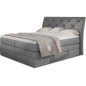 Ensemble boxspring complet tête de lit + sommiers + matelas + surmatelas MIRO tissu luxe gris - 160x200 cm Ensemble boxspring complet tête de lit + sommiers + matelas + surmatelas MIRO tissu luxe gris - 160x200 cm