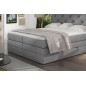 Ensemble boxspring complet tête de lit + sommiers + matelas + surmatelas MIRO tissu luxe gris - 160x200 cm Ensemble boxspring complet tête de lit + sommiers + matelas + surmatelas MIRO tissu luxe gris - 160x200 cm
