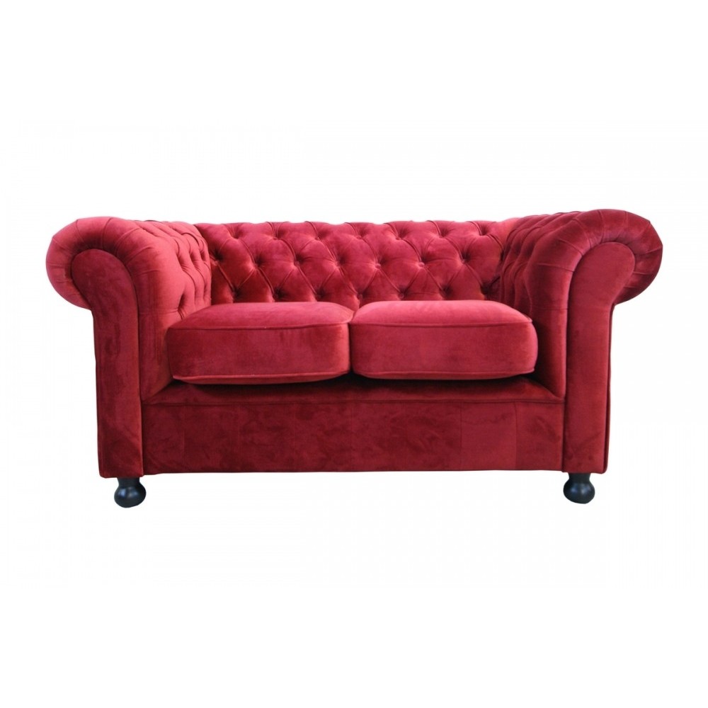 Canapé 2 places en tissu de qualité CHESTERFIELD, bordeaux Canapé 2 places en tissu de qualité CHESTERFIELD, bordeaux