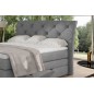 Ensemble boxspring complet tête de lit + sommiers + matelas + surmatelas MIRO tissu luxe gris - 160x200 cm Ensemble boxspring complet tête de lit + sommiers + matelas + surmatelas MIRO tissu luxe gris - 160x200 cm