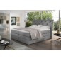 Ensemble boxspring complet tête de lit + sommiers + matelas + surmatelas MIRO tissu luxe gris - 160x200 cm Ensemble boxspring complet tête de lit + sommiers + matelas + surmatelas MIRO tissu luxe gris - 160x200 cm