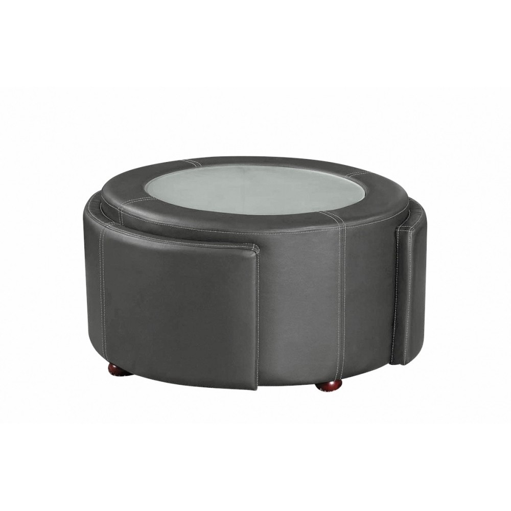 Table basse en cuir italien MARCY, gris foncé Table basse en cuir italien MARCY, gris foncé