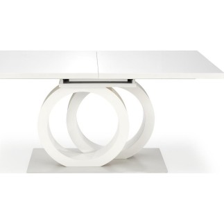 Table extensible GALA en 160 cm extensible à 200 cm, blanc et doré
