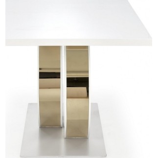 Table extensible GALA en 160 cm extensible à 200 cm, blanc et doré