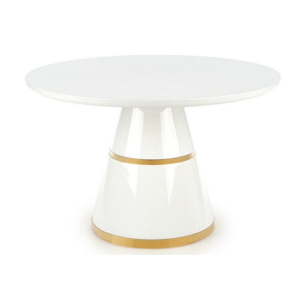 Table ronde VEGO blanc laqué et doré, de diamètre 120 cm Table ronde VEGO blanc laqué et doré, de diamètre 120 cm