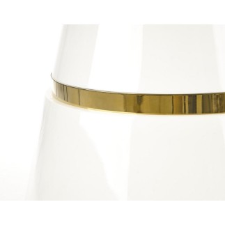 Table ronde VEGO blanc laqué et doré, de diamètre 120 cm