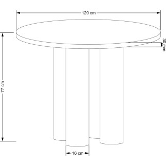 Table ronde diamètre 120 cm, chêne naturel, ELEFI RONDE