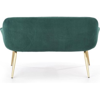Canapé 2 places en tissu doux de qualité, vert, pieds dorés, ELEZA