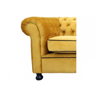 Canapé 2 places en tissu de qualité CHESTERFIELD, jaune or