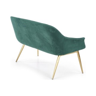 Canapé 2 places en tissu doux de qualité, vert, pieds dorés, ELEZA