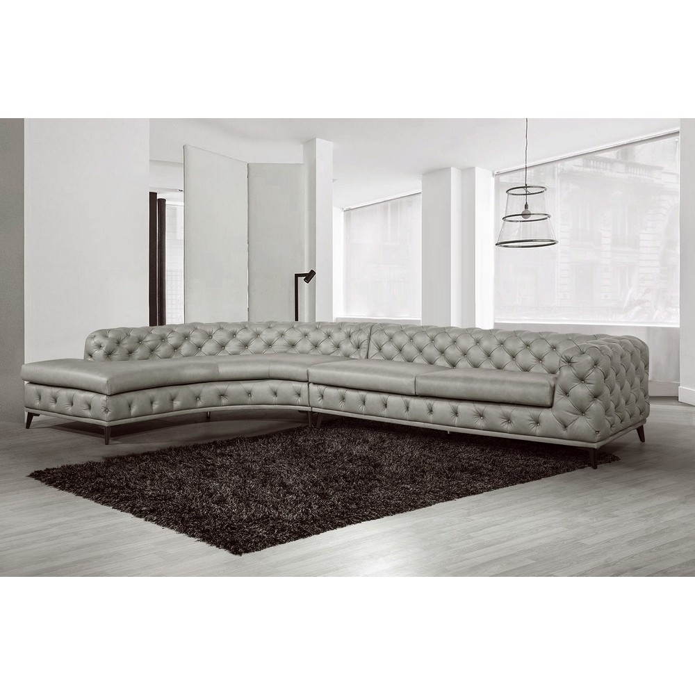 Canapé d'angle en 100% Tout Cuir italien - 7 places PRESTIGO, gris, angle gauche Canapé d'angle en 100% Tout Cuir italien - 7 places PRESTIGO, gris, angle gauche