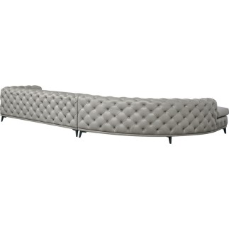 Canapé d'angle en 100% Tout Cuir italien - 7 places PRESTIGO, gris, angle gauche