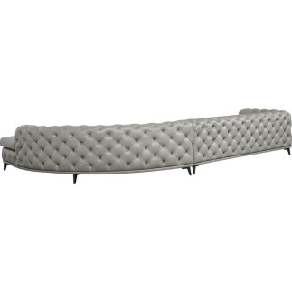 Canapé d'angle en 100% Tout Cuir italien 7 places PRESTIGO, gris, angle droit