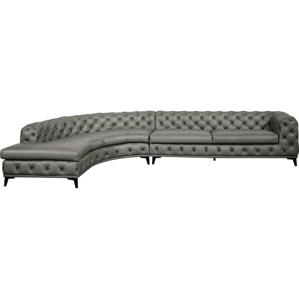 Canapé d'angle en 100% Tout Cuir italien - 7 places PRESTIGO, gris foncé, angle gauche Canapé d'angle en 100% Tout Cuir italien - 7 places PRESTIGO, gris foncé, angle gauche