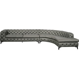 Canapé d'angle en 100% Tout Cuir italien 7 places PRESTIGO, gris foncé, angle droit