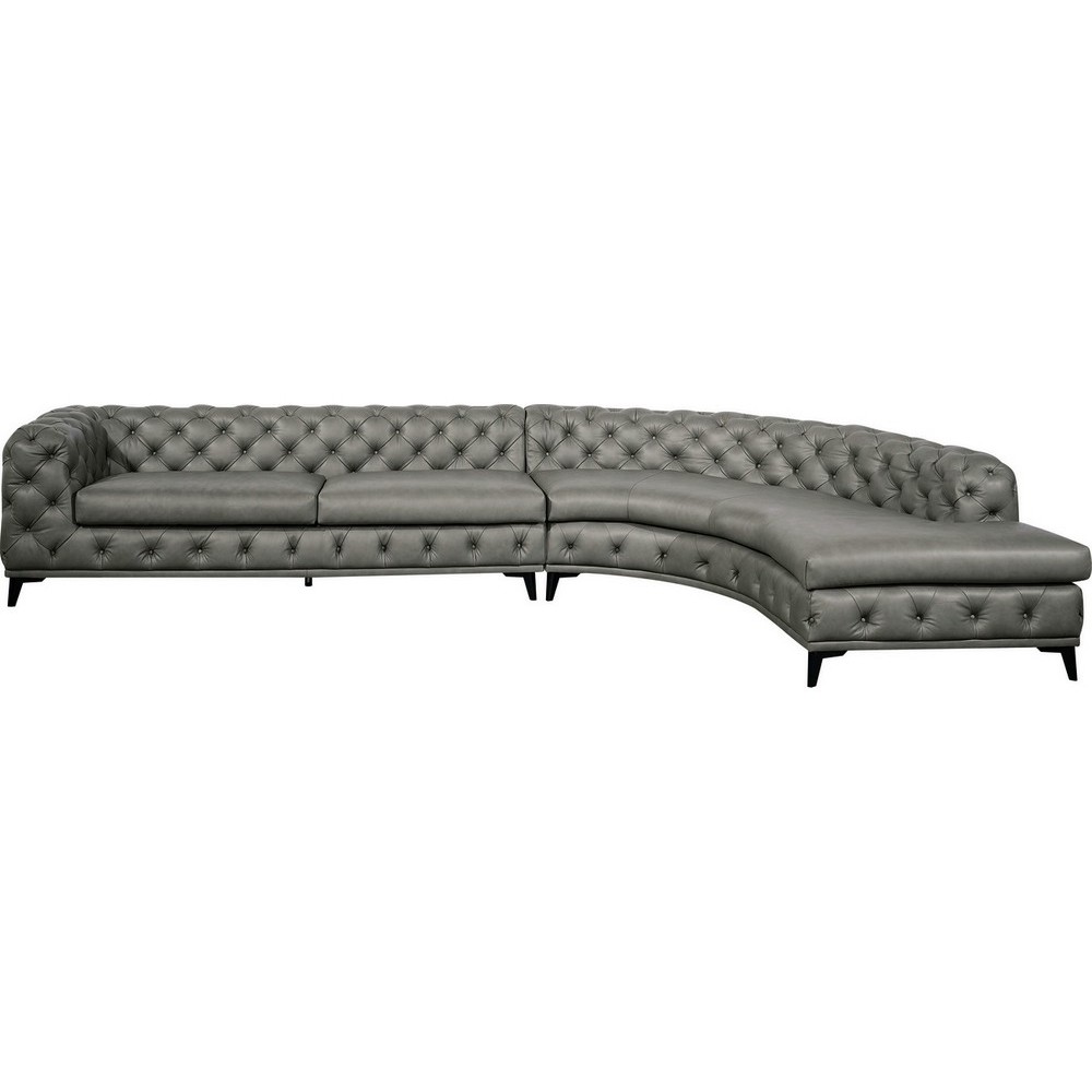 Canapé d'angle en 100% Tout Cuir italien 7 places PRESTIGO, gris foncé, angle droit Canapé d'angle en 100% Tout Cuir italien 7 places PRESTIGO, gris foncé, angle droit