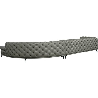Canapé d'angle en 100% Tout Cuir italien 7 places PRESTIGO, gris foncé, angle droit