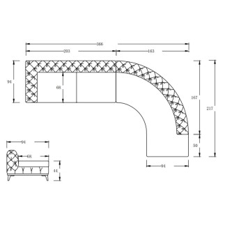 Canapé d'angle en 100% Tout Cuir italien 7 places PRESTIGO, gris foncé, angle droit