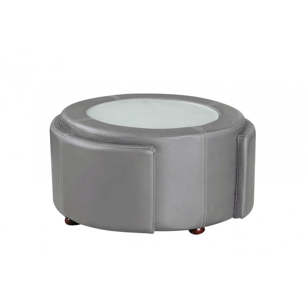 Table basse en cuir italien MARCY, gris clair Table basse en cuir italien MARCY, gris clair