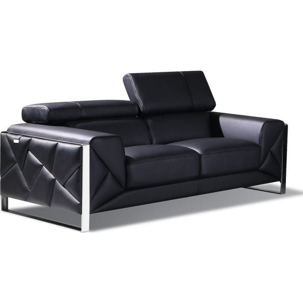 Canapé 2 places en cuir italien vachette DESIGNO noir Canapé 2 places en cuir italien vachette DESIGNO noir