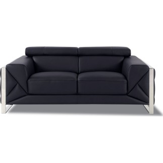 Canapé 2 places en cuir italien vachette DESIGNO noir