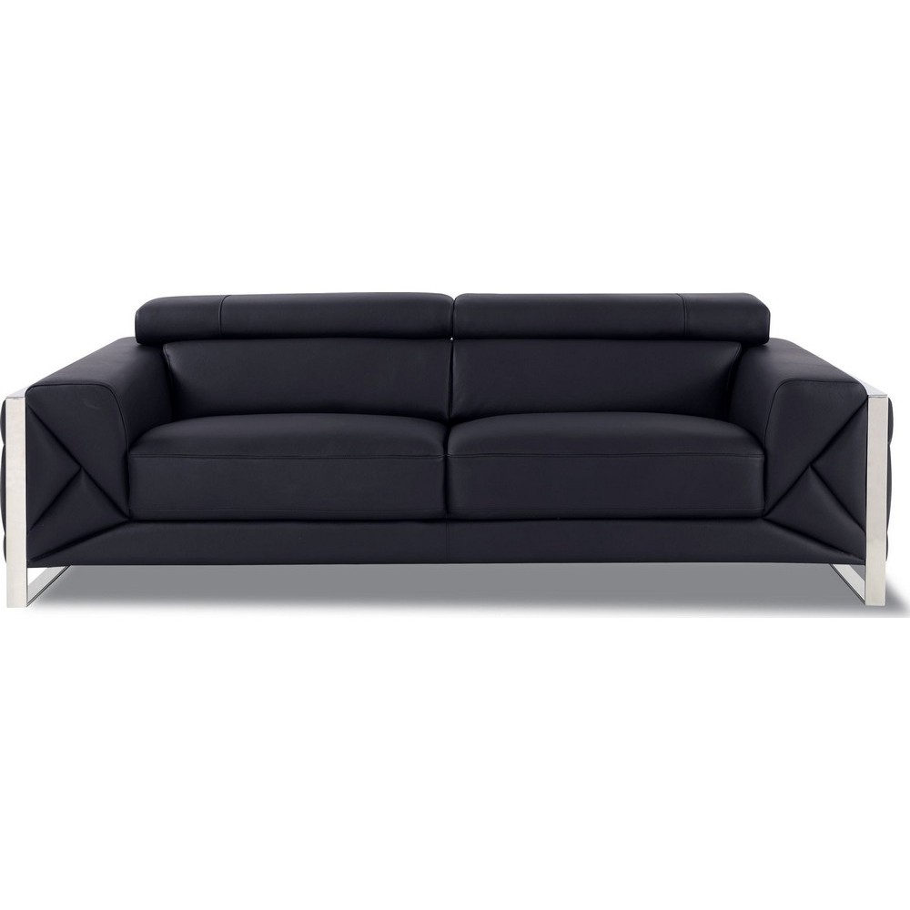 Canapé 3 places en cuir italien vachette DESIGNO noir Canapé 3 places en cuir italien vachette DESIGNO noir