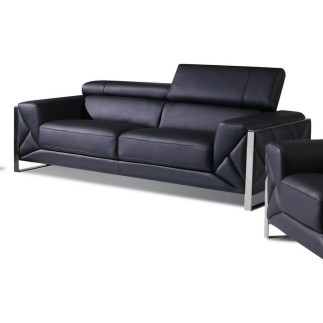 Canapé 3 places en cuir italien vachette DESIGNO noir
