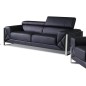 Canapé 3 places en cuir italien vachette DESIGNO noir Canapé 3 places en cuir italien vachette DESIGNO noir
