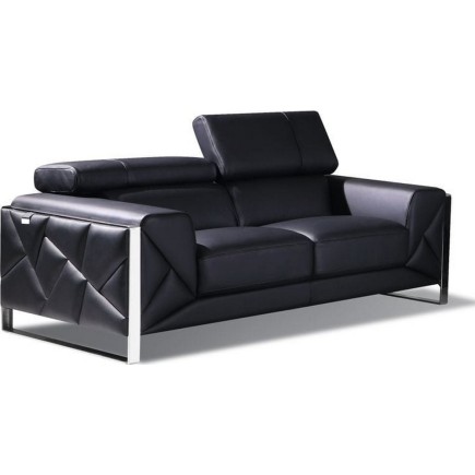 Ensemble canapé 3 places + 2 places en cuir italien vachette DESIGNO noir