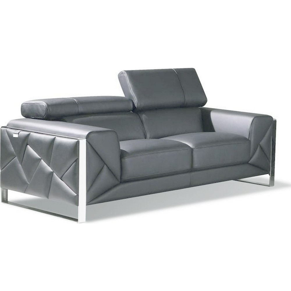 Canapé 2 places en cuir italien vachette DESIGNO gris foncé Canapé 2 places en cuir italien vachette DESIGNO gris foncé