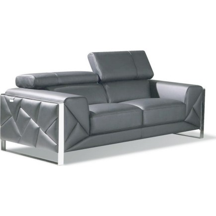 Canapé 2 places en cuir italien vachette DESIGNO gris foncé