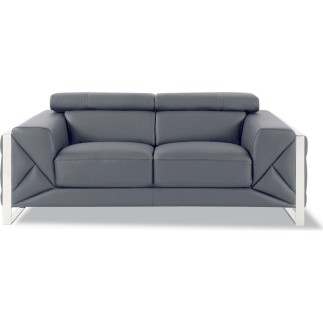Canapé 2 places en cuir italien vachette DESIGNO gris foncé