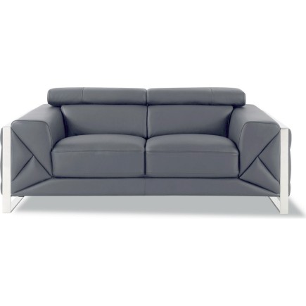 Canapé 2 places en cuir italien vachette DESIGNO gris foncé