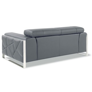 Canapé 2 places en cuir italien vachette DESIGNO gris foncé