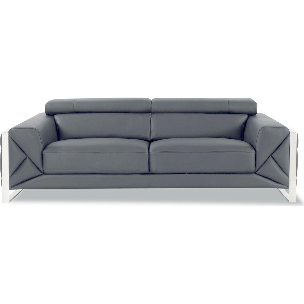Canapé 3 places en cuir italien vachette DESIGNO gris foncé Canapé 3 places en cuir italien vachette DESIGNO gris foncé