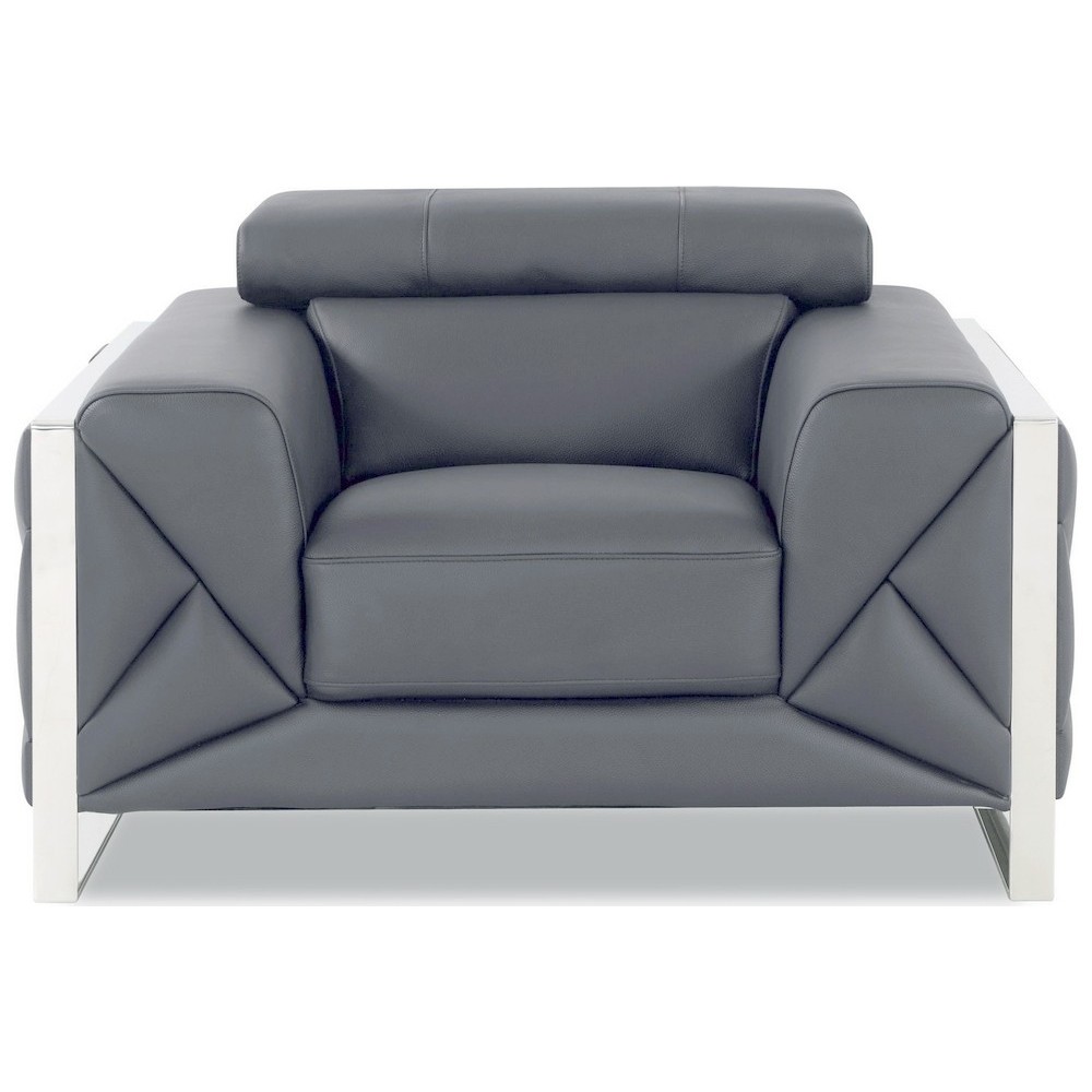 Fauteuil 1 place en cuir italien vachette DESIGNO gris foncé Fauteuil 1 place en cuir italien vachette DESIGNO gris foncé