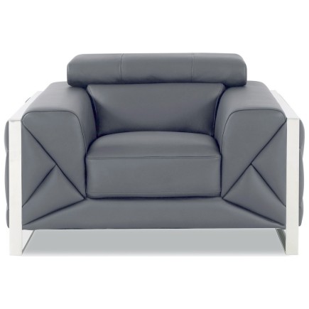 Fauteuil 1 place en cuir italien vachette DESIGNO gris foncé