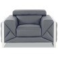 Fauteuil 1 place en cuir italien vachette DESIGNO gris foncé Fauteuil 1 place en cuir italien vachette DESIGNO gris foncé