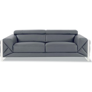 Ensemble canapé 3 places + 2 places en cuir italien vachette DESIGNO gris foncé