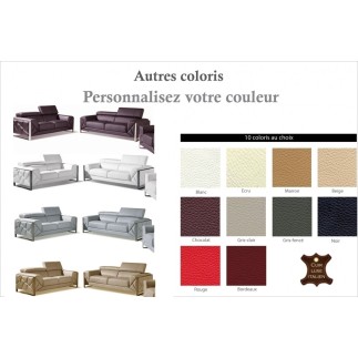 Ensemble canapé 3 places + 2 places en cuir italien vachette DESIGNO couleur personnalisée