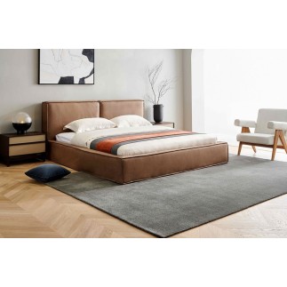 Lit design en curi de luxe BOLOGNA, avec sommier à lattes, marron, 160x200