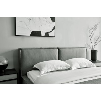 Lit design en cuir de luxe BOLOGNA, avec sommier à lattes, gris foncé, 140x200
