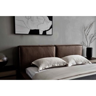 Lit design en cuir de luxe BOLOGNA, avec sommier à lattes, chocolat, 140x200