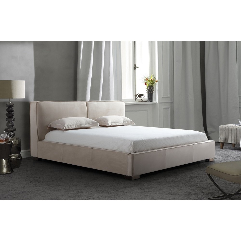 Lit design en cuir de luxe BOLOGNA, avec sommier à lattes, blanc, 140x200 Lit design en cuir de luxe BOLOGNA, avec sommier à lattes, blanc, 140x200