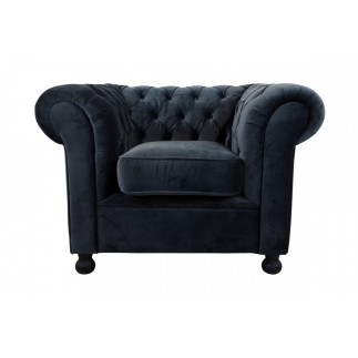 Fauteuil 1 place en tissu de qualité CHESTERFIELD, ardoise
