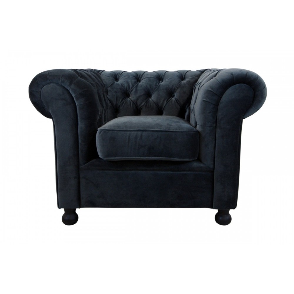 Fauteuil 1 place en tissu de qualité CHESTERFIELD, ardoise Fauteuil 1 place en tissu de qualité CHESTERFIELD, ardoise