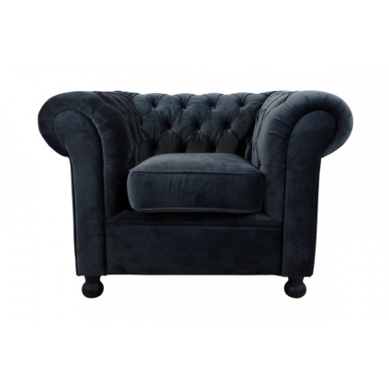 Fauteuil 1 place en tissu de qualité CHESTERFIELD, ardoise