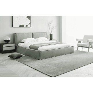 Lit design en curi de luxe BOLOGNA, avec sommier à lattes, gris, 160x200