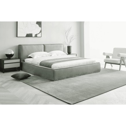 Lit design en curi de luxe BOLOGNA, avec sommier à lattes, gris, 160x200